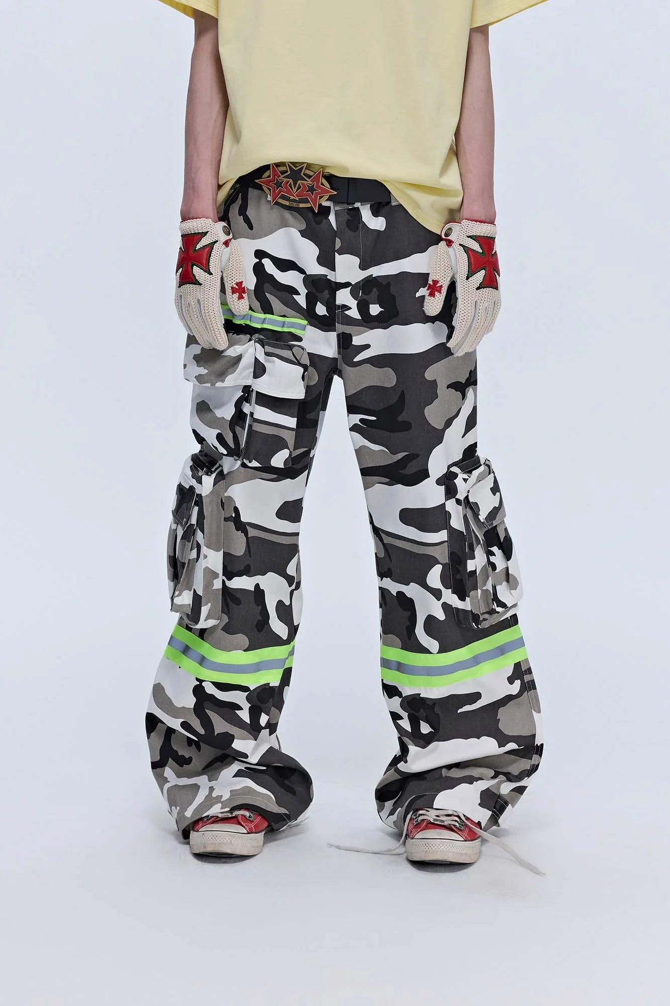 SAVAGEGROWTHWORLD Camo Reflective Multi-Pocket Cargo Pants