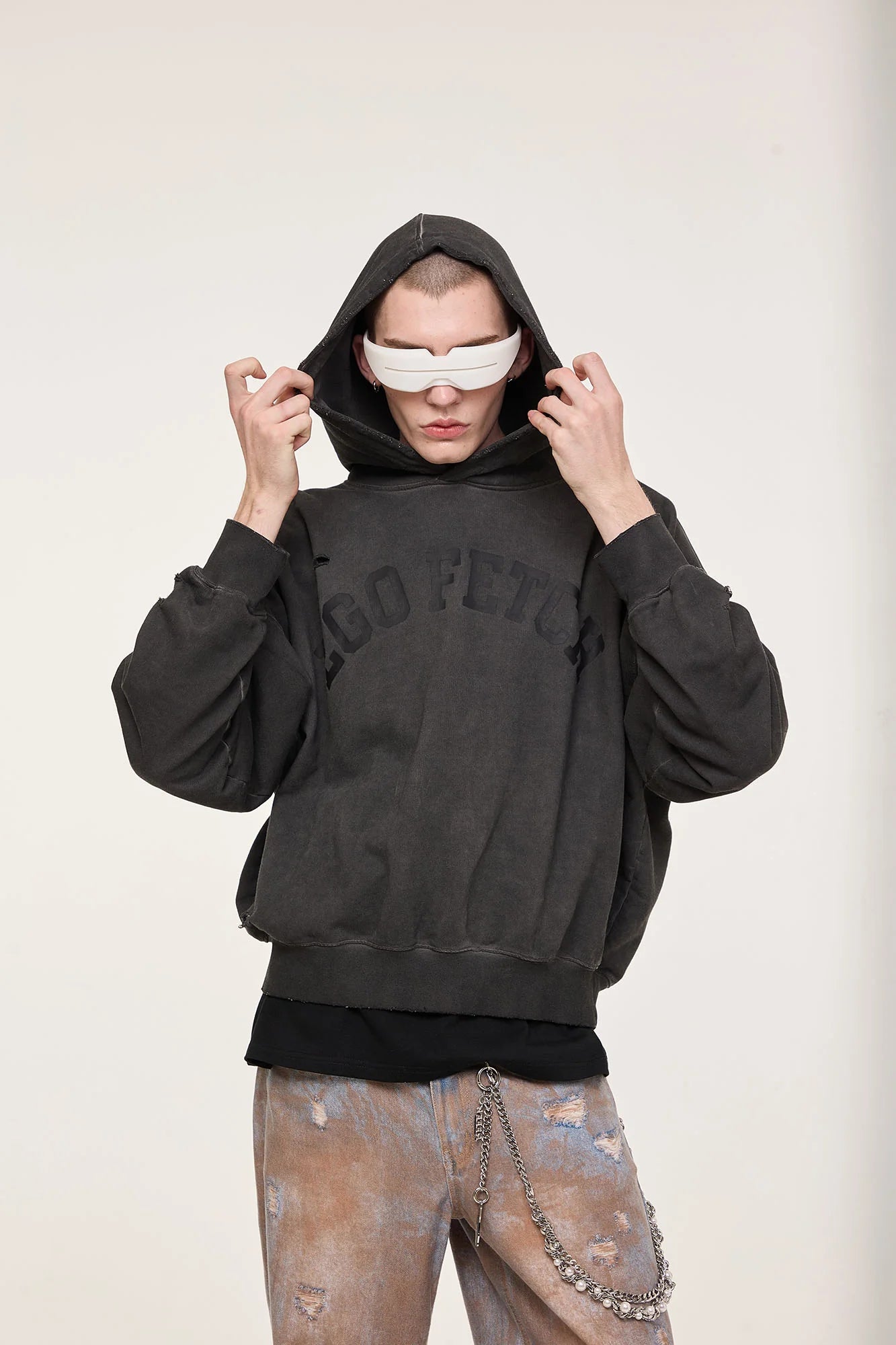EGOFETCH Distressed Washed Hoodie
