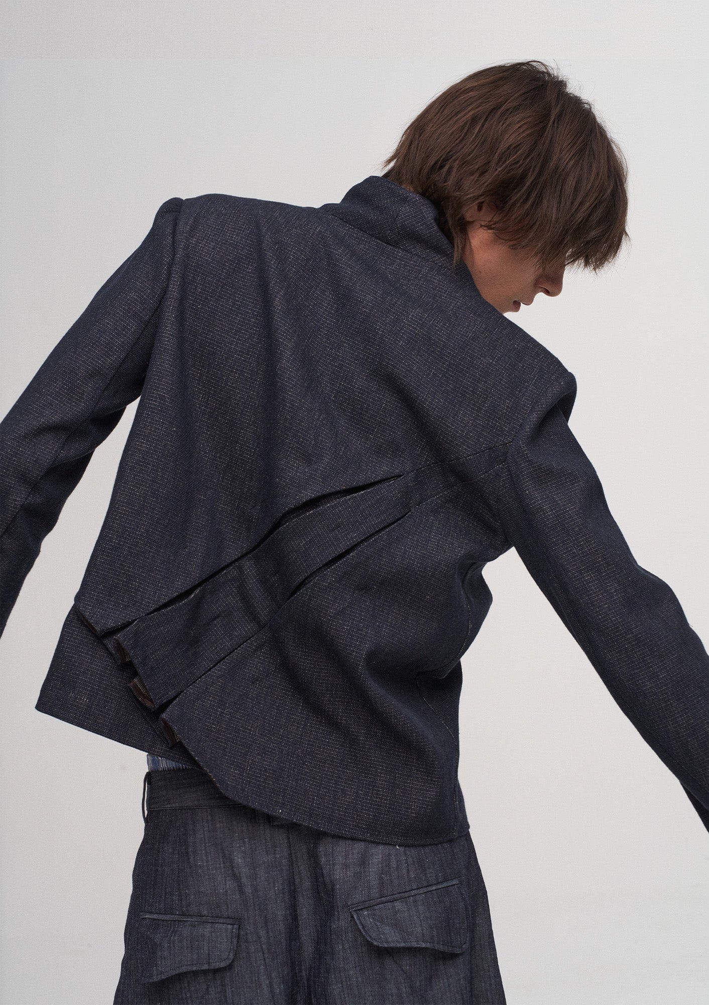 ILNya Nieternite Nifutur Double-Layer Weave Linen Jacket Blue