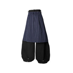 RELABEL Layered Striped Apron Wide-Leg Pants