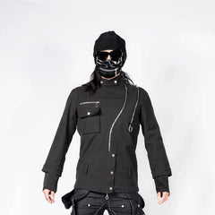 INSIDE OUT Asymmetrical Curved Zippered Jacket