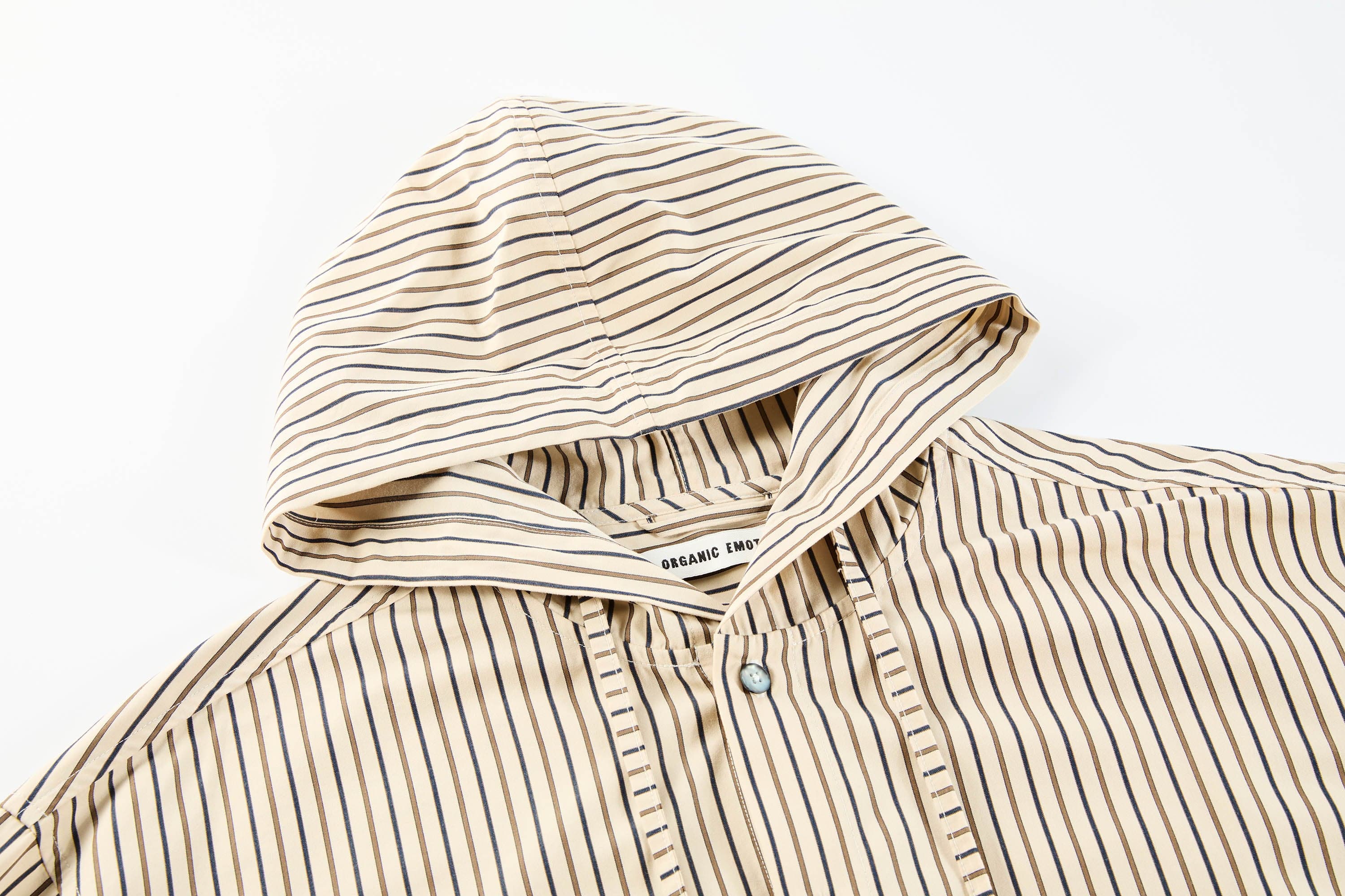 ORGANIC EMOTION Striped Drawstring Hooded Shirt