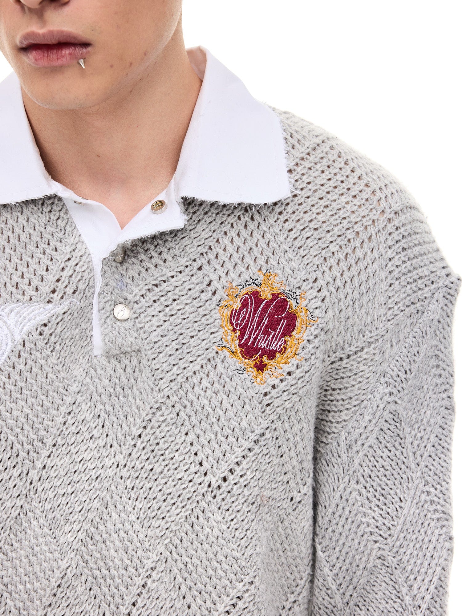 WHISTLEHUNTER Argyle Wool-Blend Polo Sweater