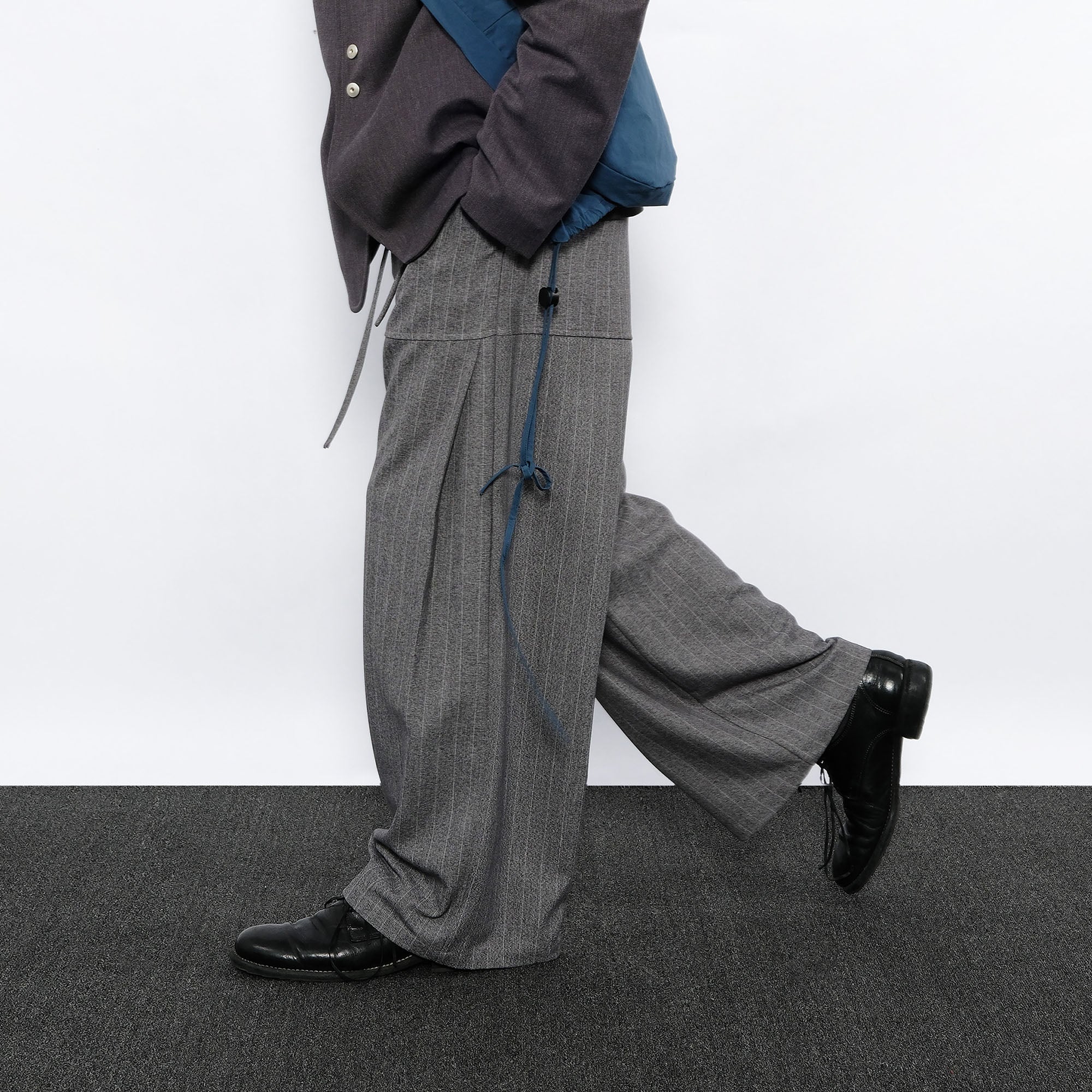 7440 37 1 Striped Drawstring Panel Wide-Leg Trousers
