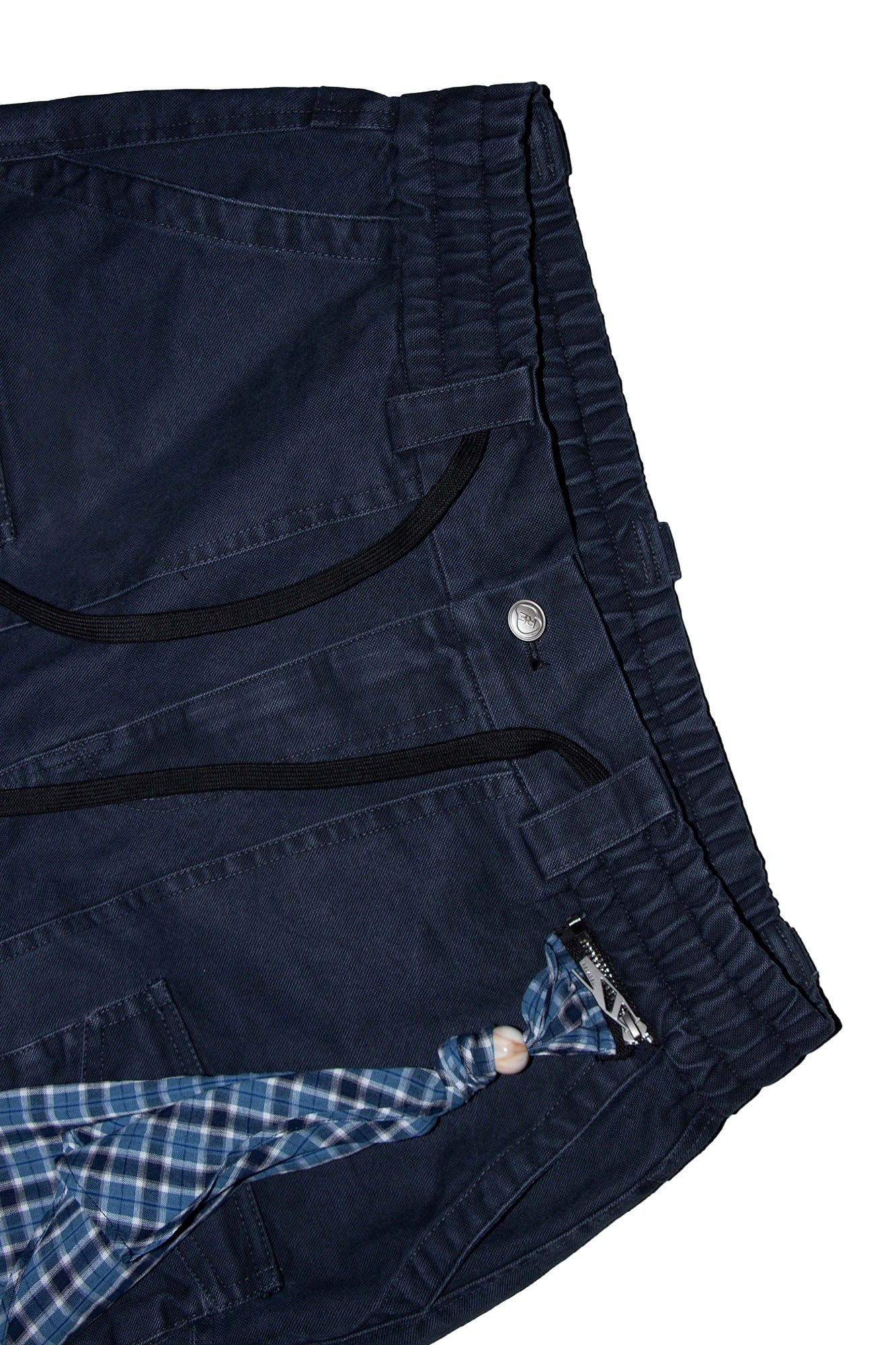RELABEL Multi-Pocket Detachable Scarf Distressed Cargo Dark Blue