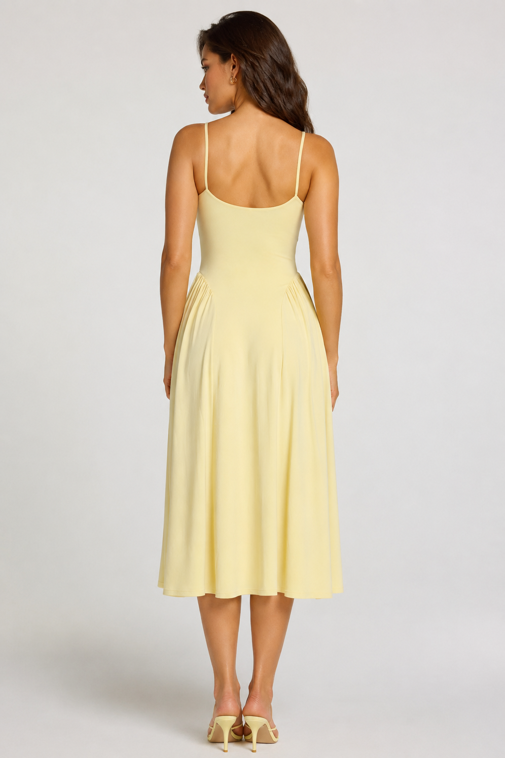Modal Lace-Trim Midaxi Dress in Pastel Yellow