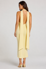 Modal Halterneck Midaxi Dress in Pastel Yellow