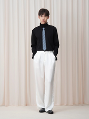 OUYANG WENJUN Stripes-Tie Graphic Turtleneck Long-Sleeve Tee