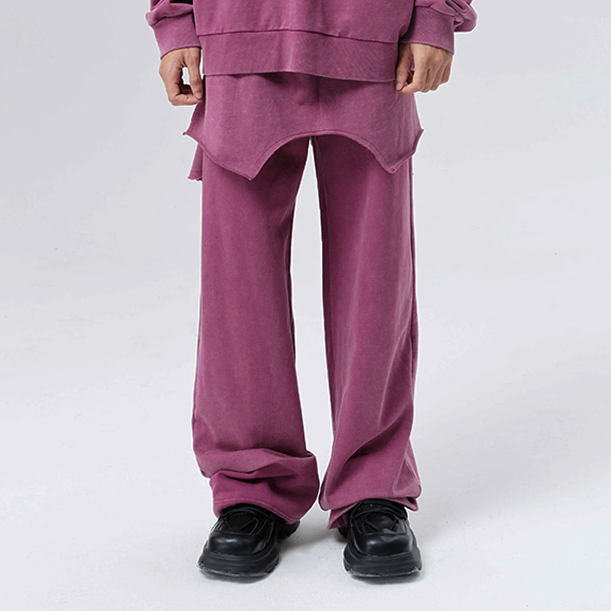 VANN VALRENCE Double-Layered Panel Deconstructed Drawstring Pants