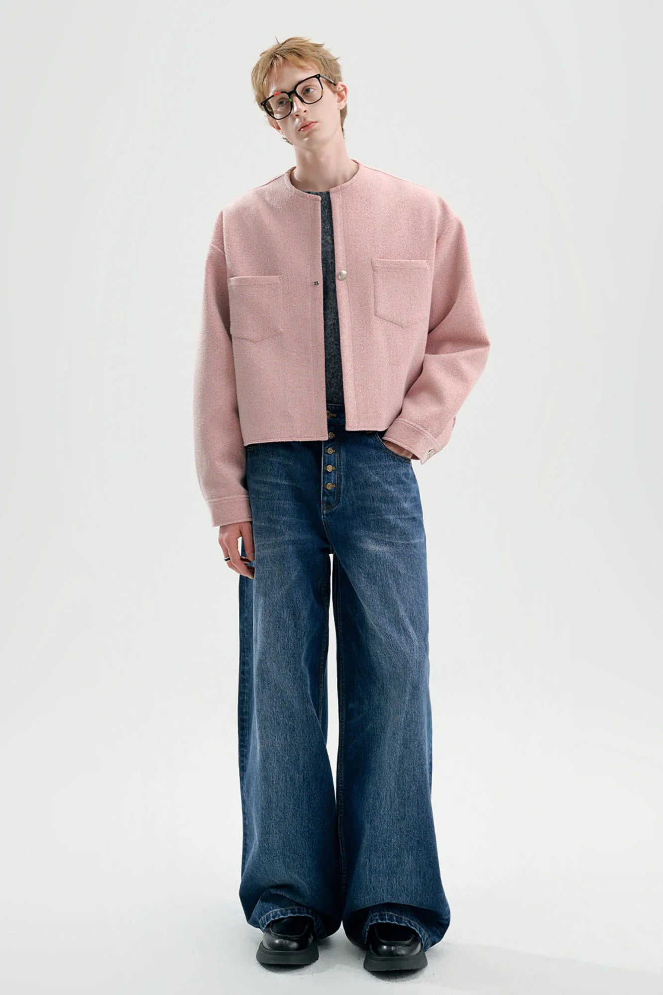 TIWILLTANG Retro Button-Up Straight-Leg Jeans