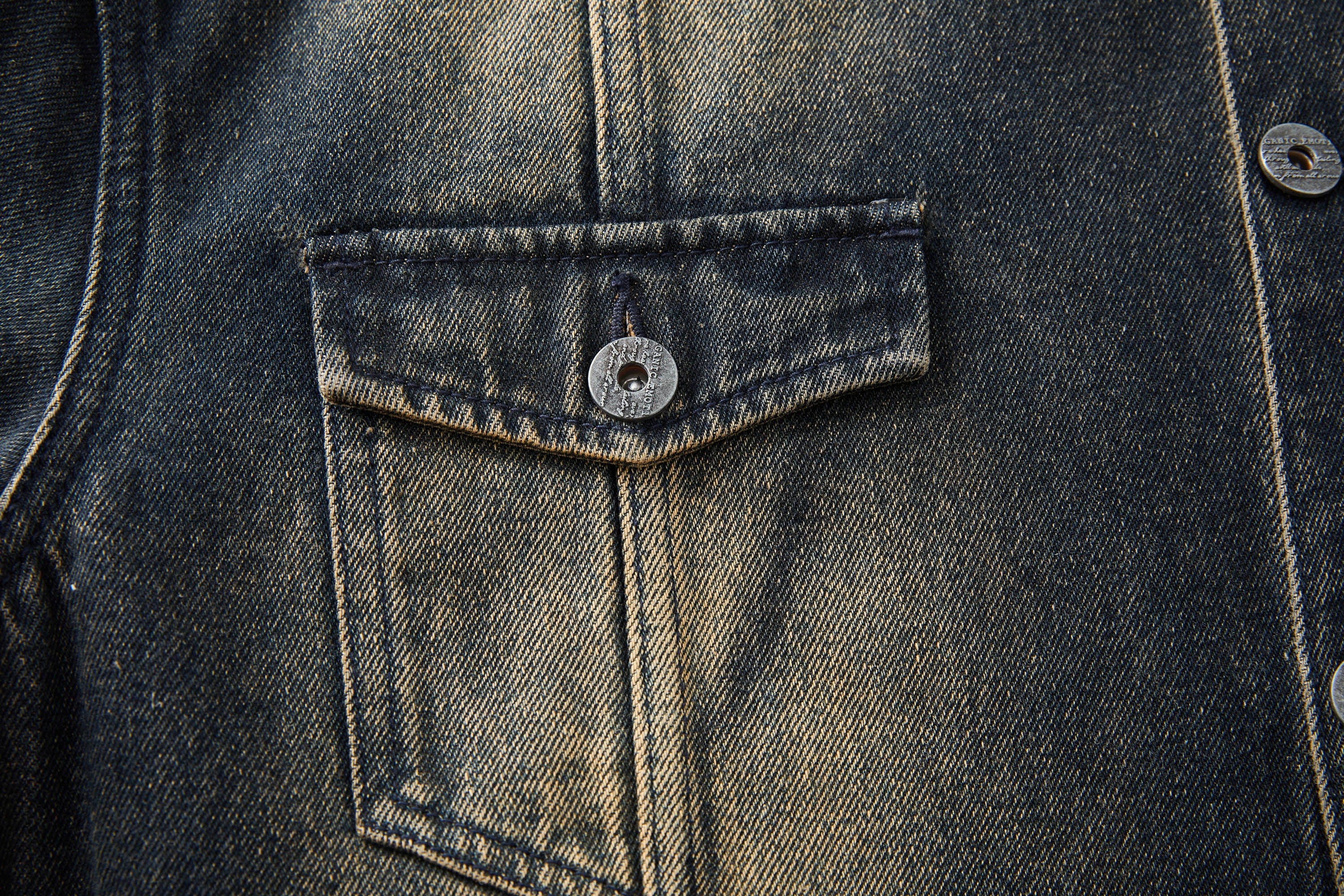 ORGANIC EMOTION Faded Spliced Pocket Denim Jacket