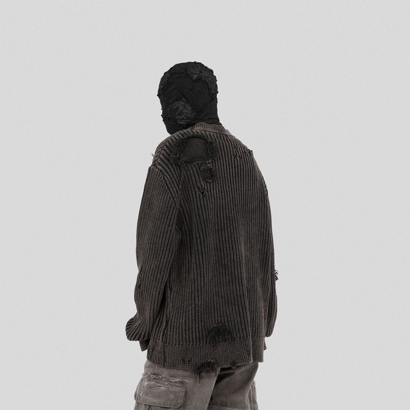 UNDERWATER Wasteland Ripped Sweater Charcoal