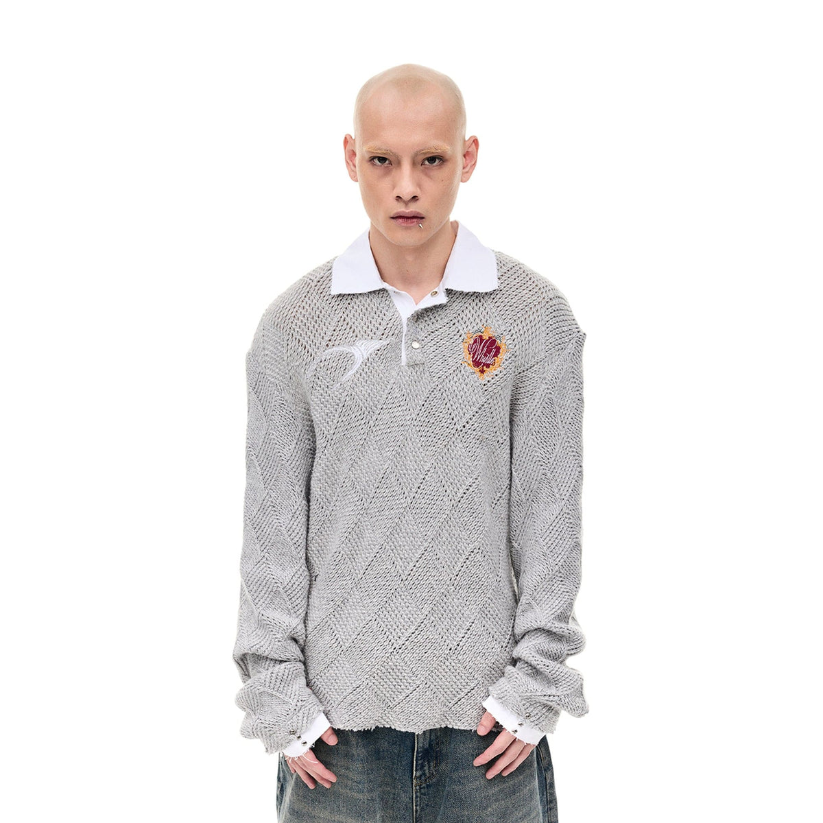 WHISTLEHUNTER Argyle Wool-Blend Polo Sweater