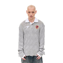 WHISTLEHUNTER Argyle Wool-Blend Polo Sweater