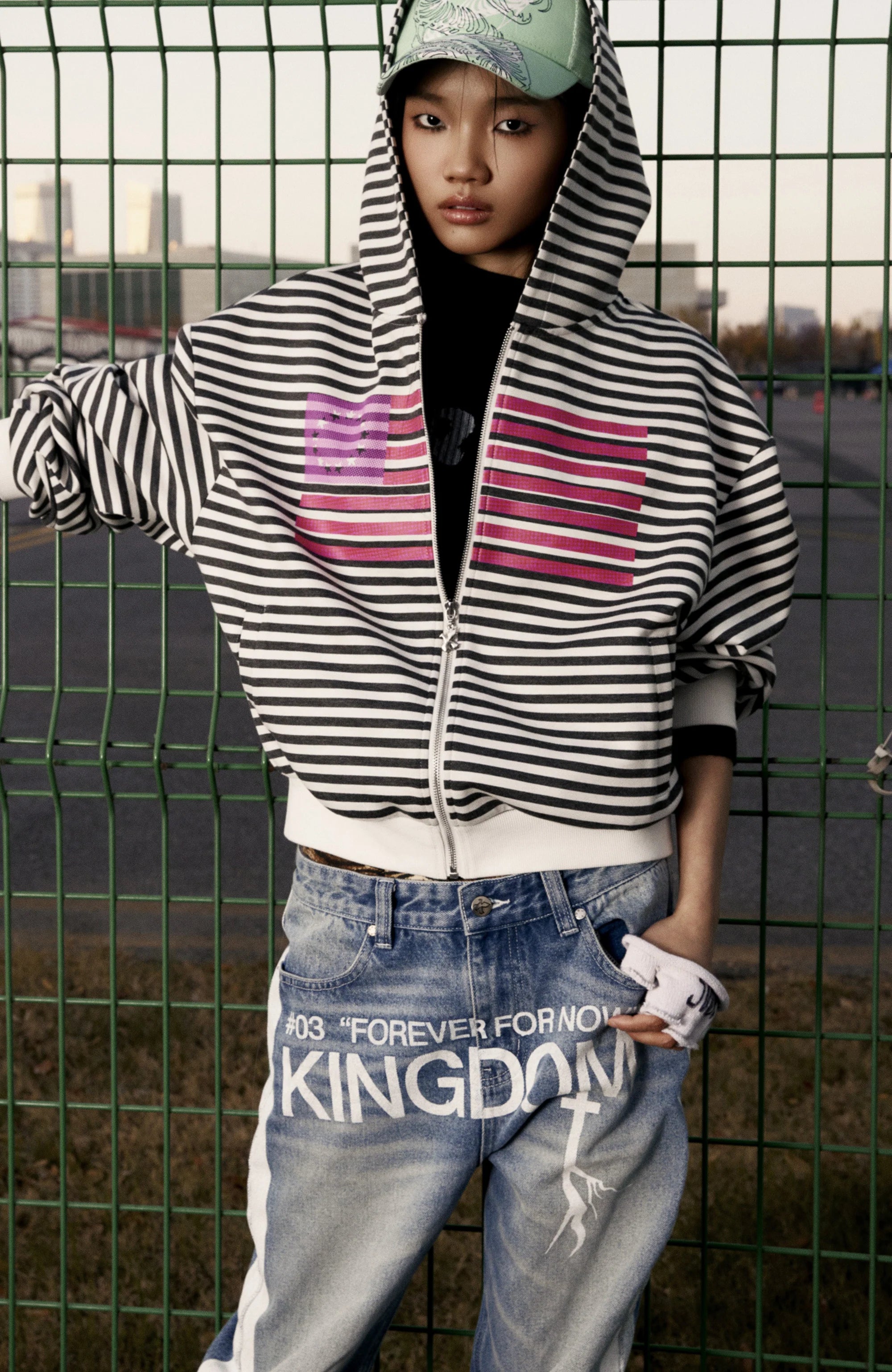 VINKID Flag Stripe Zip-Up Hoodie