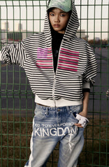 VINKID Flag Stripe Zip-Up Hoodie