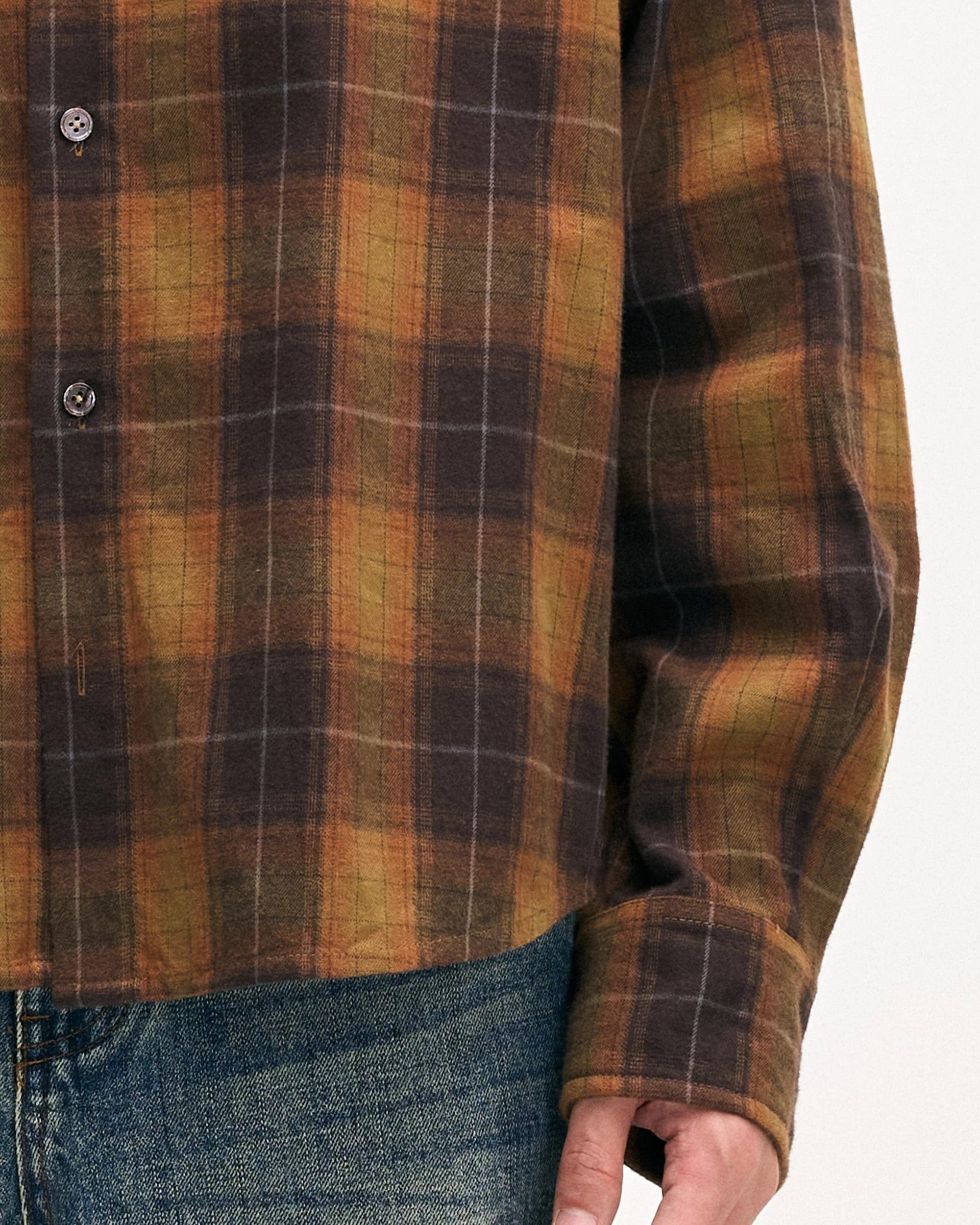 LEONSENSE Classic Plaid Shirt Showa Brown