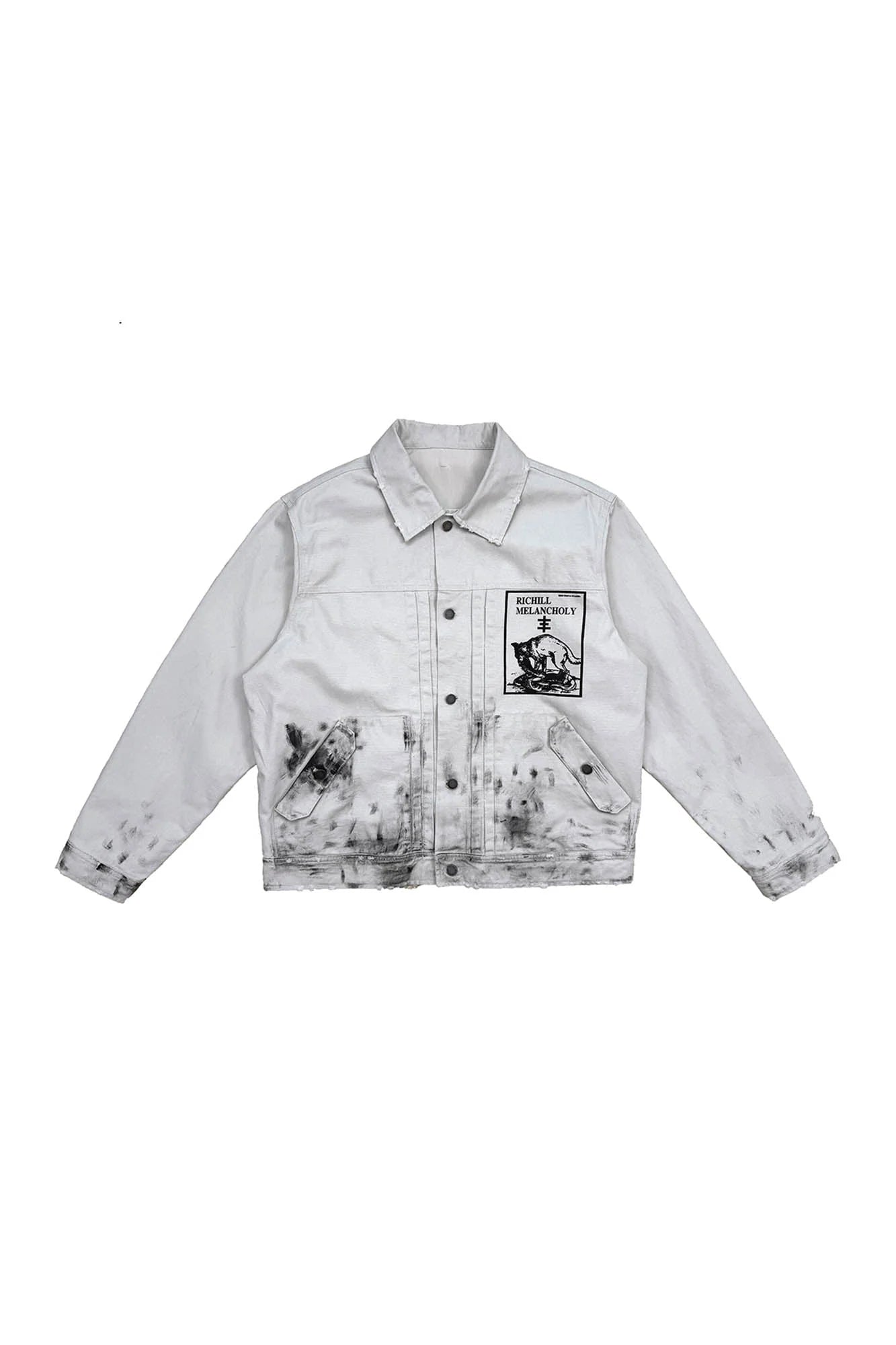 RICHILL Graphic Paint-Splattered Distressed Jacket