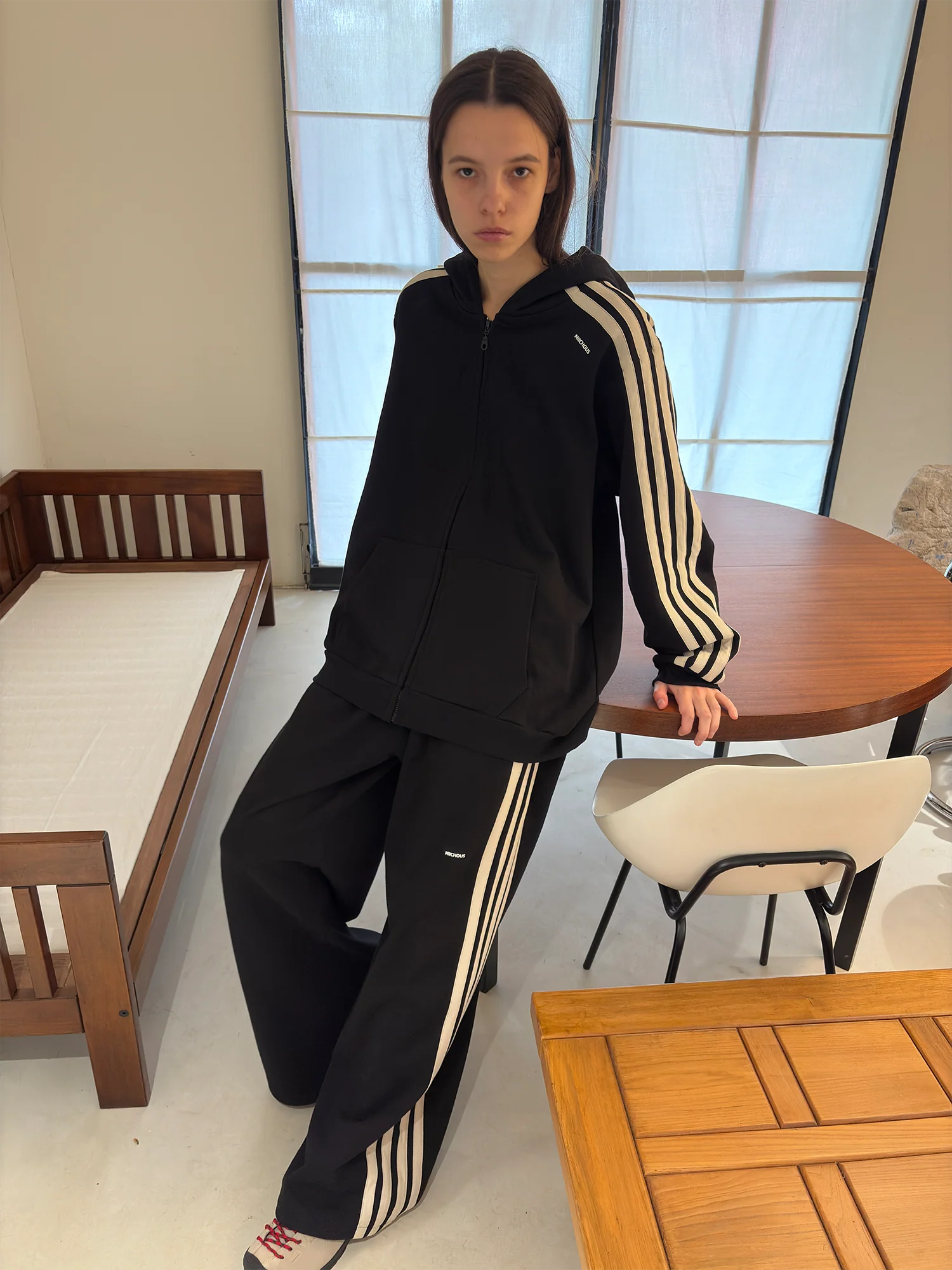 MIICHOUS Essential Stripe Zip-Up Hoodie