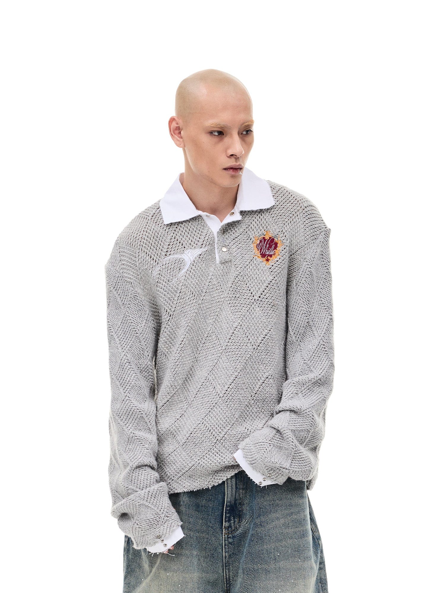 WHISTLEHUNTER Argyle Wool-Blend Polo Sweater