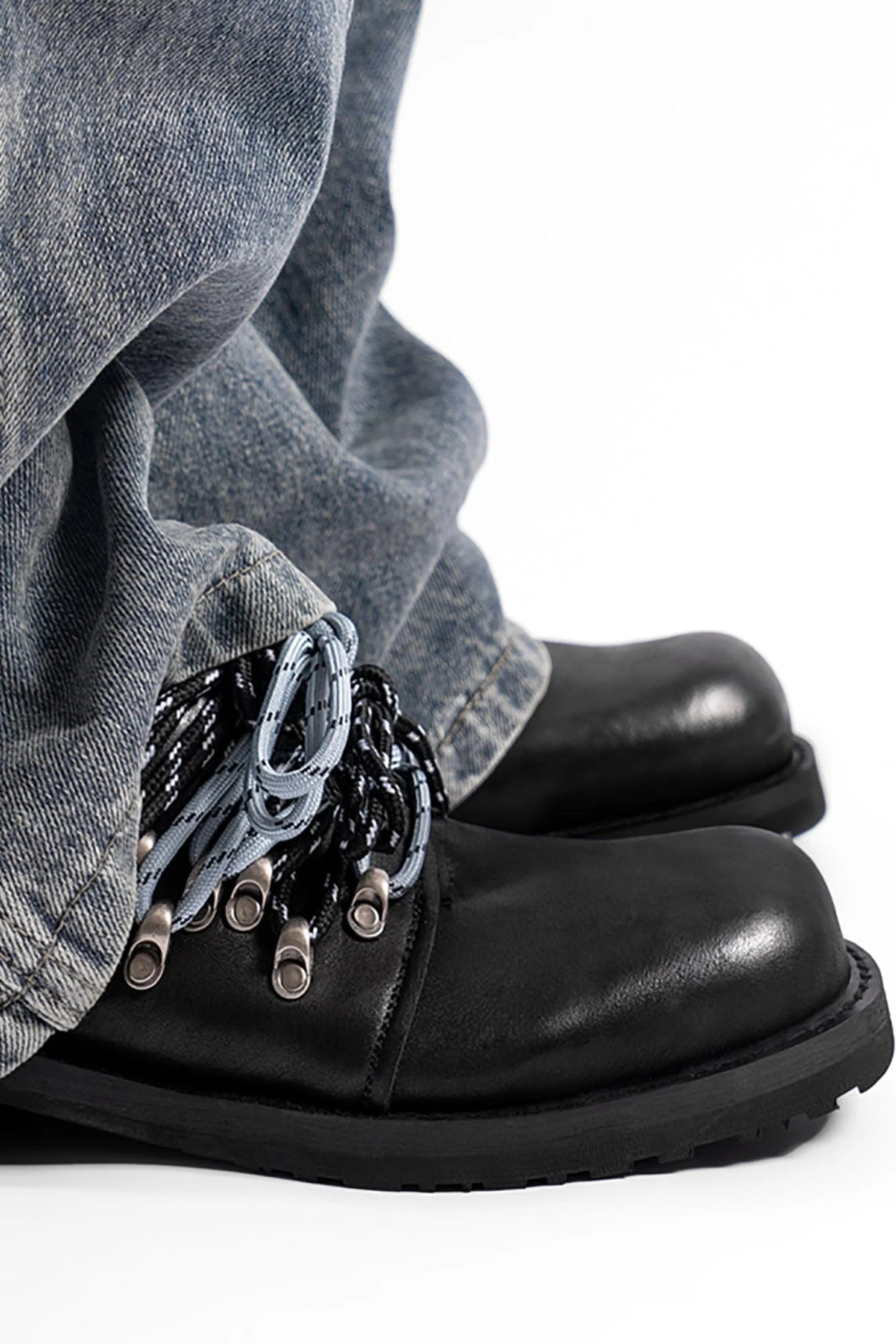 REWRITE Contrast Rope-Laced Leather Derby Shoes