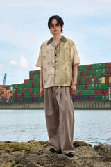 ALVNG AR ANTS Botanical Dyed Burnout Textured Spliced Half Shirt