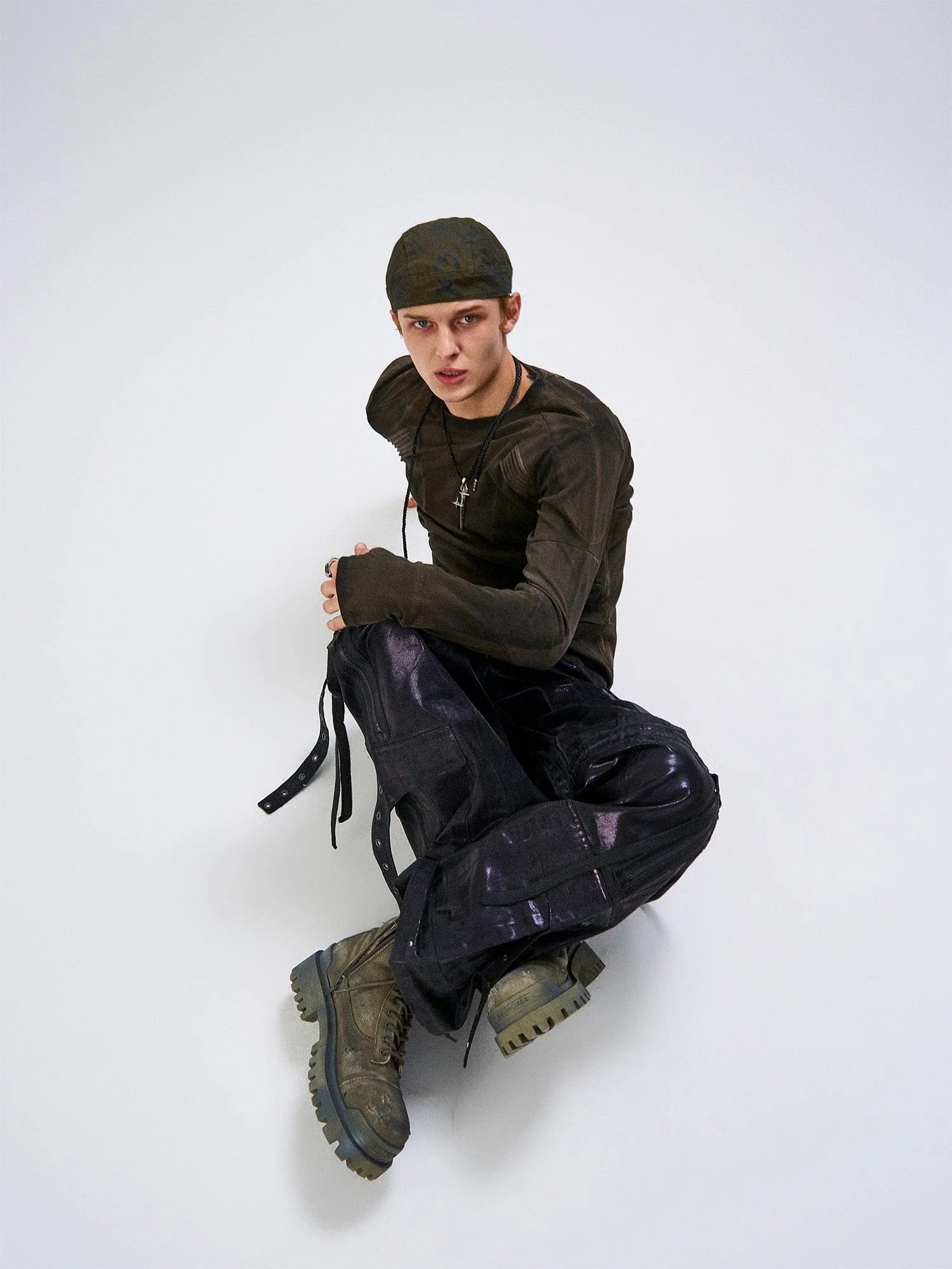 FLYERRER Washed Panelled Slim-Fit Long-Sleeve Tee