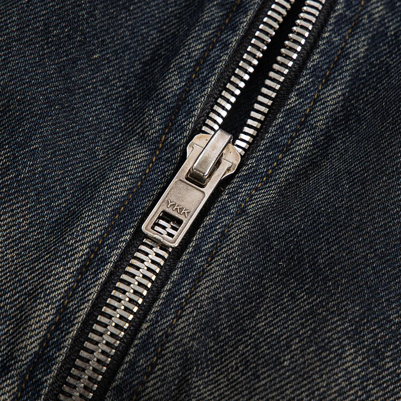 F2CE Washed Paneled Denim Hooded Jacket