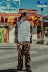 NERHI Asym Button Full-Print Puffer Vest