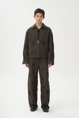 ORAL UTOPIA Embellished Sequin Embroidery Curved Pants