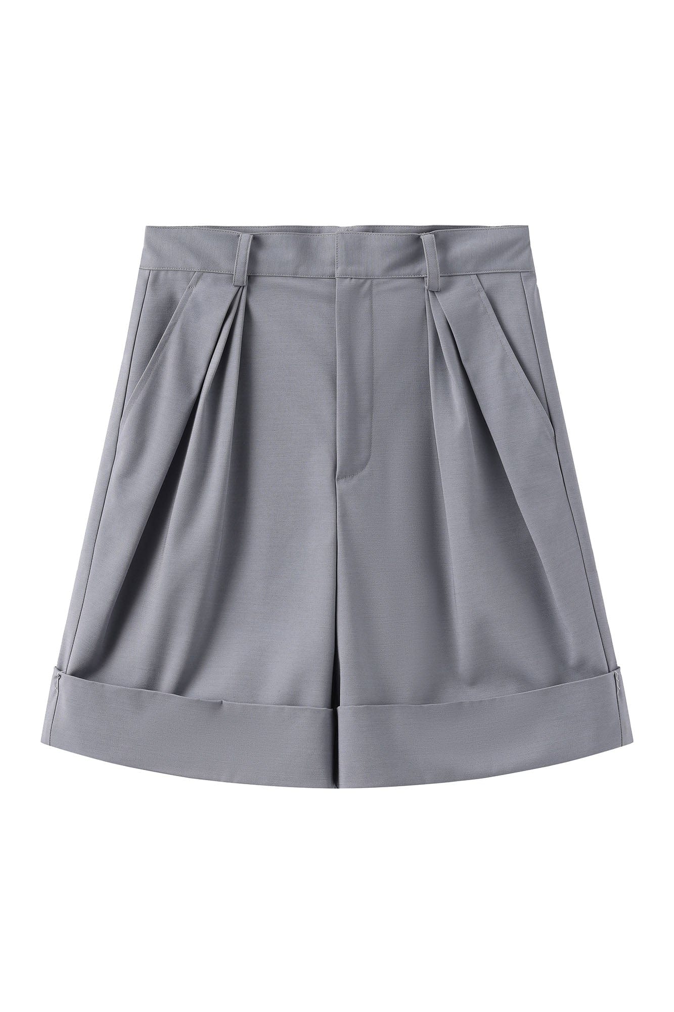 ORAL UTOPIA Essential Pleated Acetate Cuffed Shorts