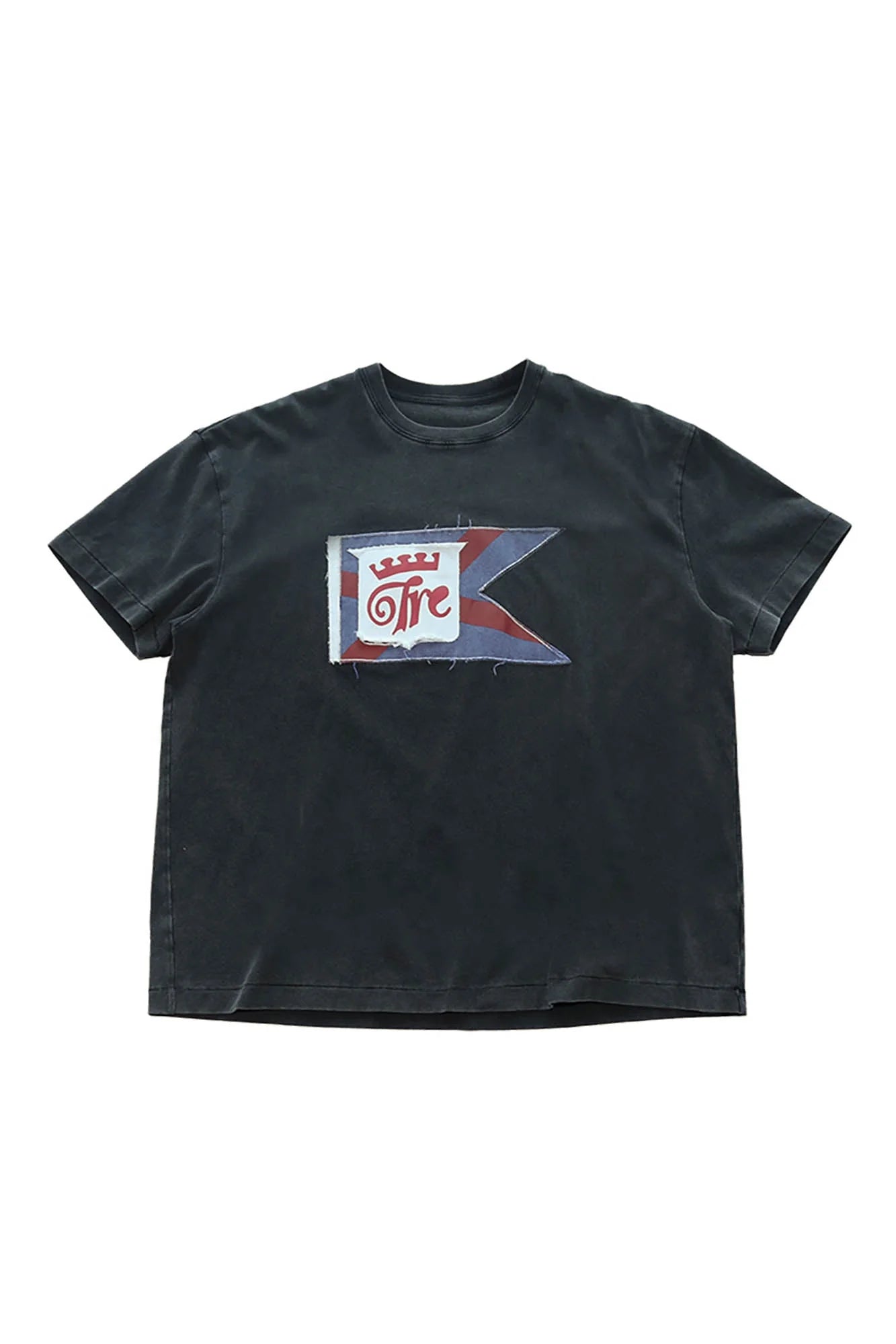 TRECLUB Frayed Patch Flag Washed T-Shirt