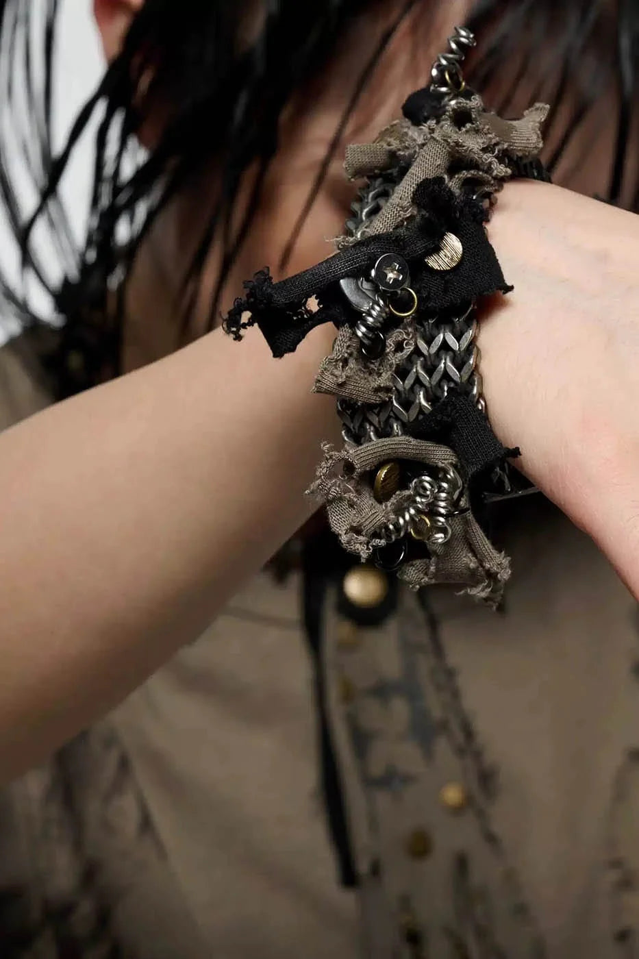 ILLUSORY x FLYERRER Distressed Metal Fabric Bracelet