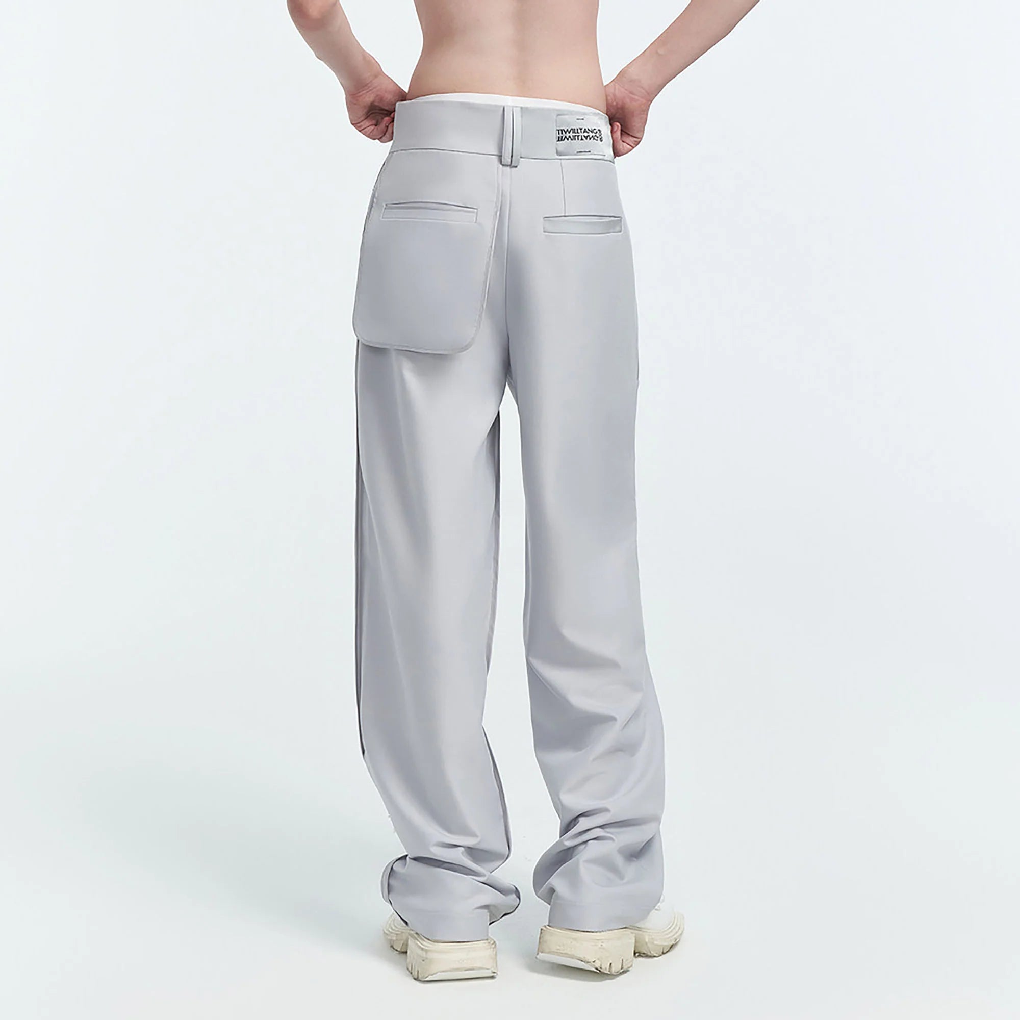 TIWILLTANG Satin Panel Straight-Leg Pants