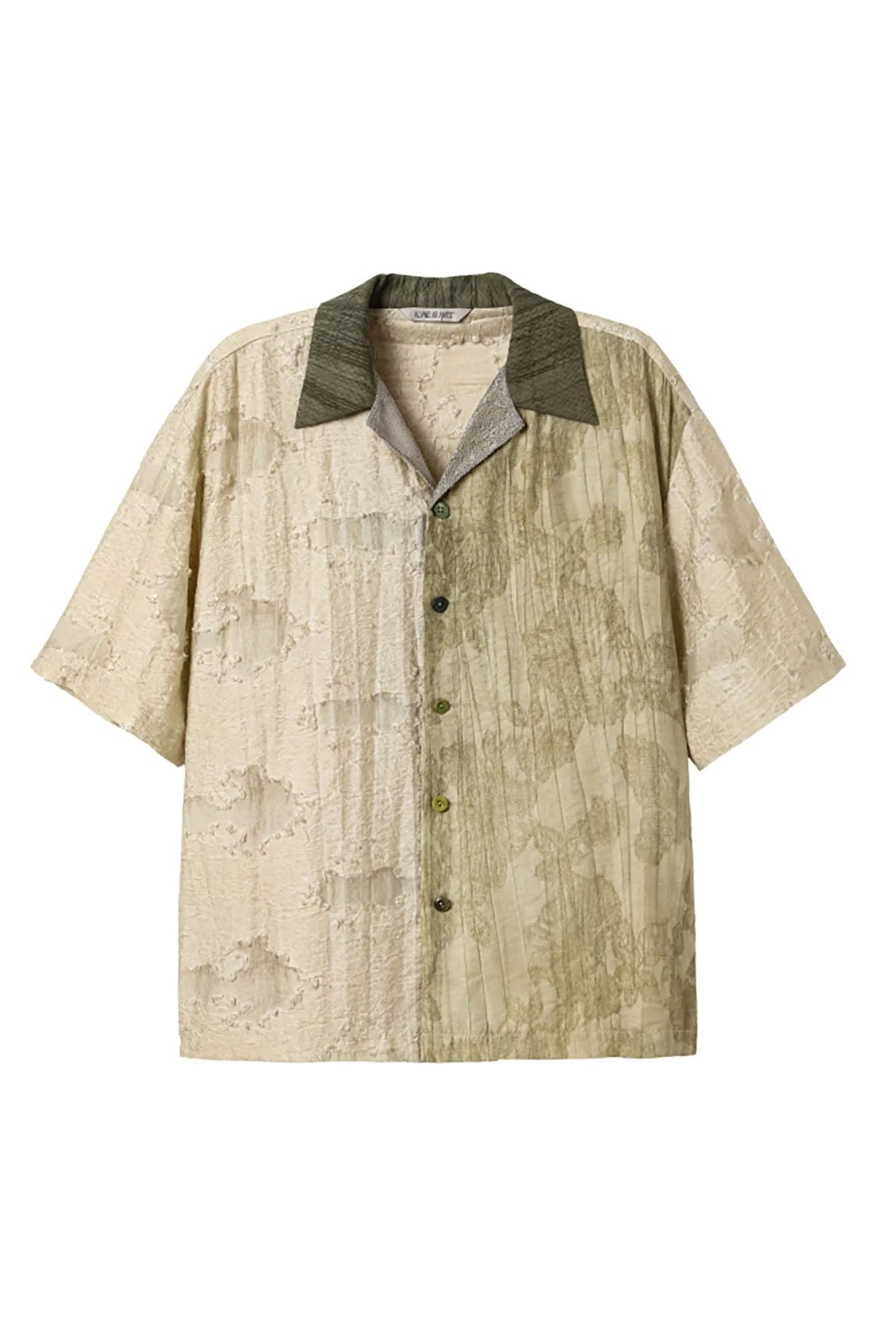 ALVNG AR ANTS Botanical Dyed Burnout Textured Spliced Half Shirt