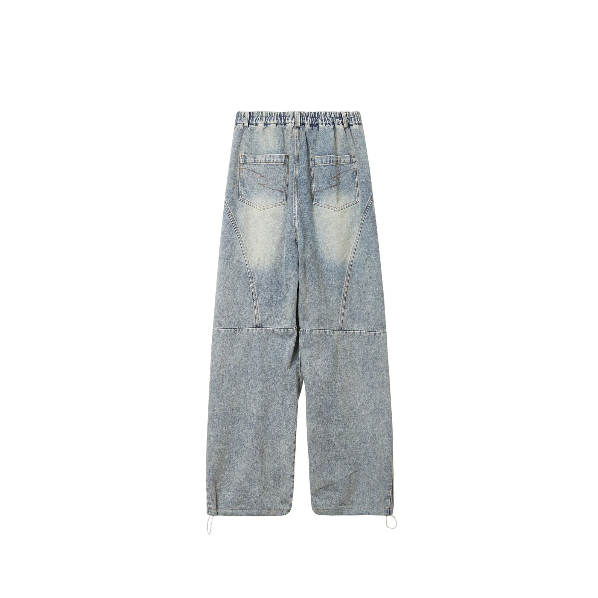 ERROR CODE ROBOT Washed Curved Pleated- Knee Jeans