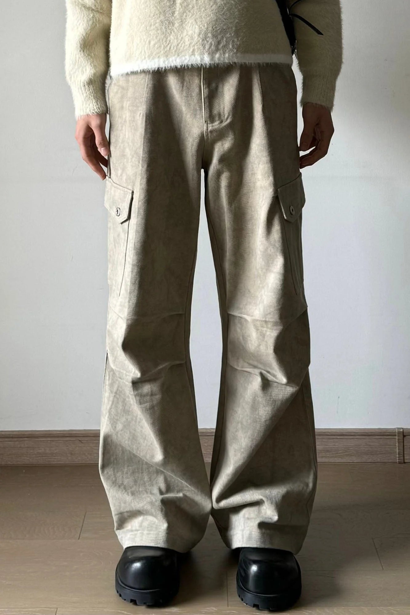 OKAYTHXBYE Subtle Marble Multi-Pocket Cargo Pants