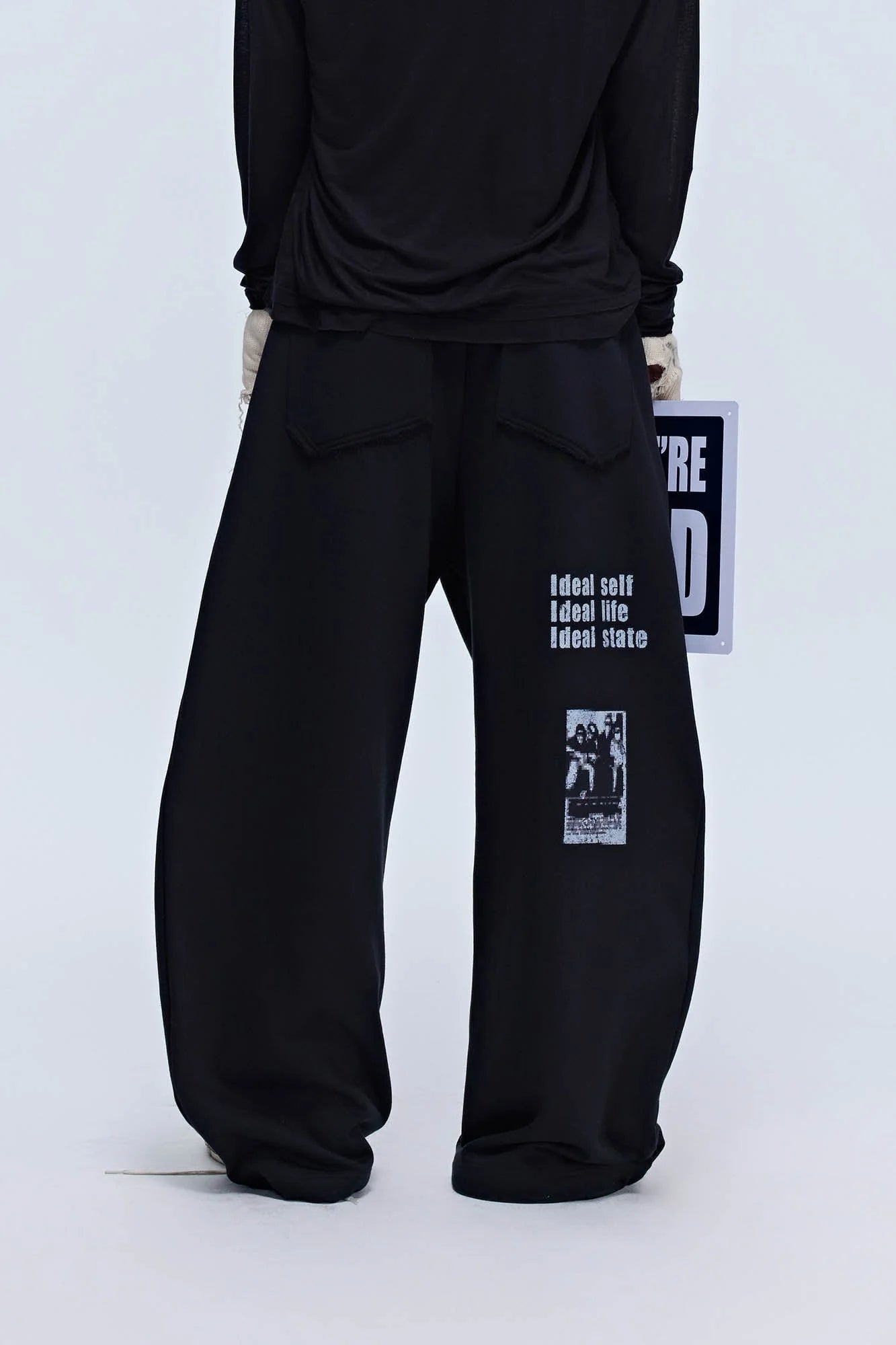 SAVAGEGROWTHWORLD Slogan Curved Drawstring Sweatpants
