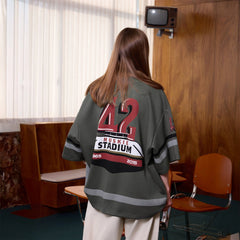 ERROR CODE ROBOT Varsity Layered Collar Oversized Huskie Tee