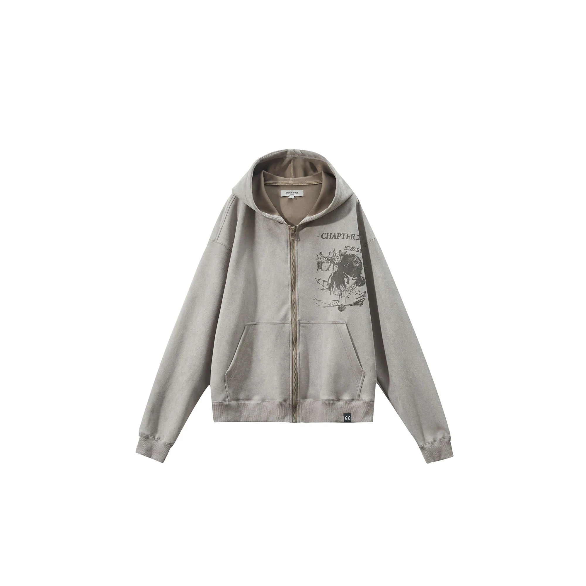 ERROR CODE ROBOT Graphic Suede Zip-Up Hoodie