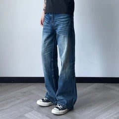 OKAYTHXBYE Wrinkled Washed Wide-Leg Jeans