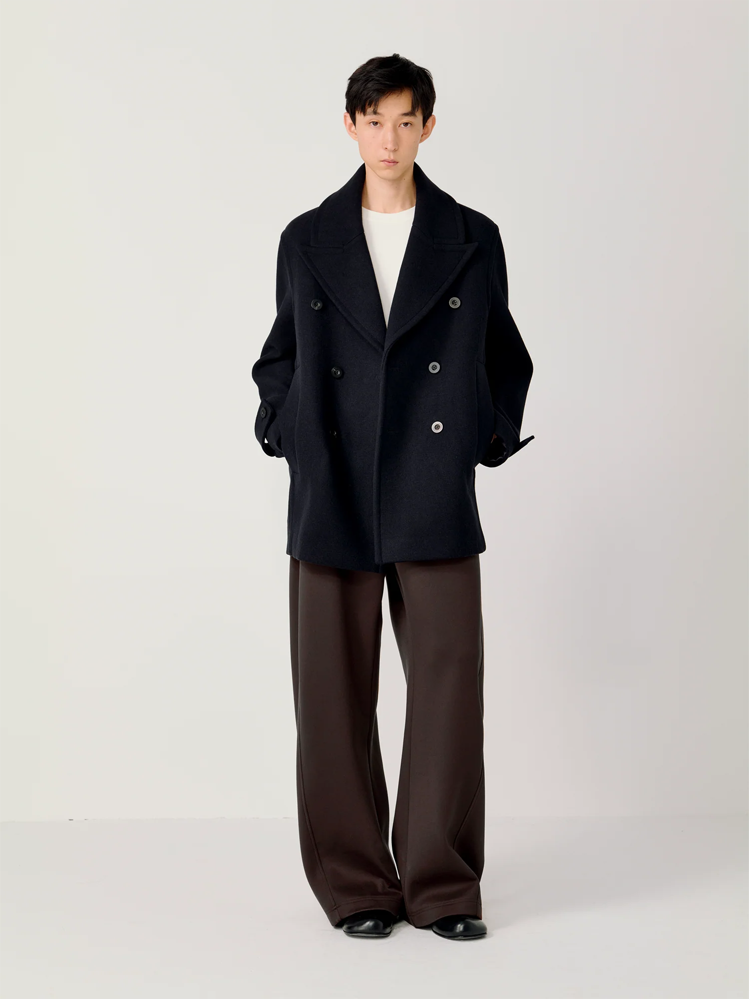 OPICLOTH Classic Wool-Blend Double-Breasted Coat