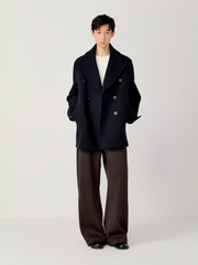 OPICLOTH Classic Wool-Blend Double-Breasted Coat