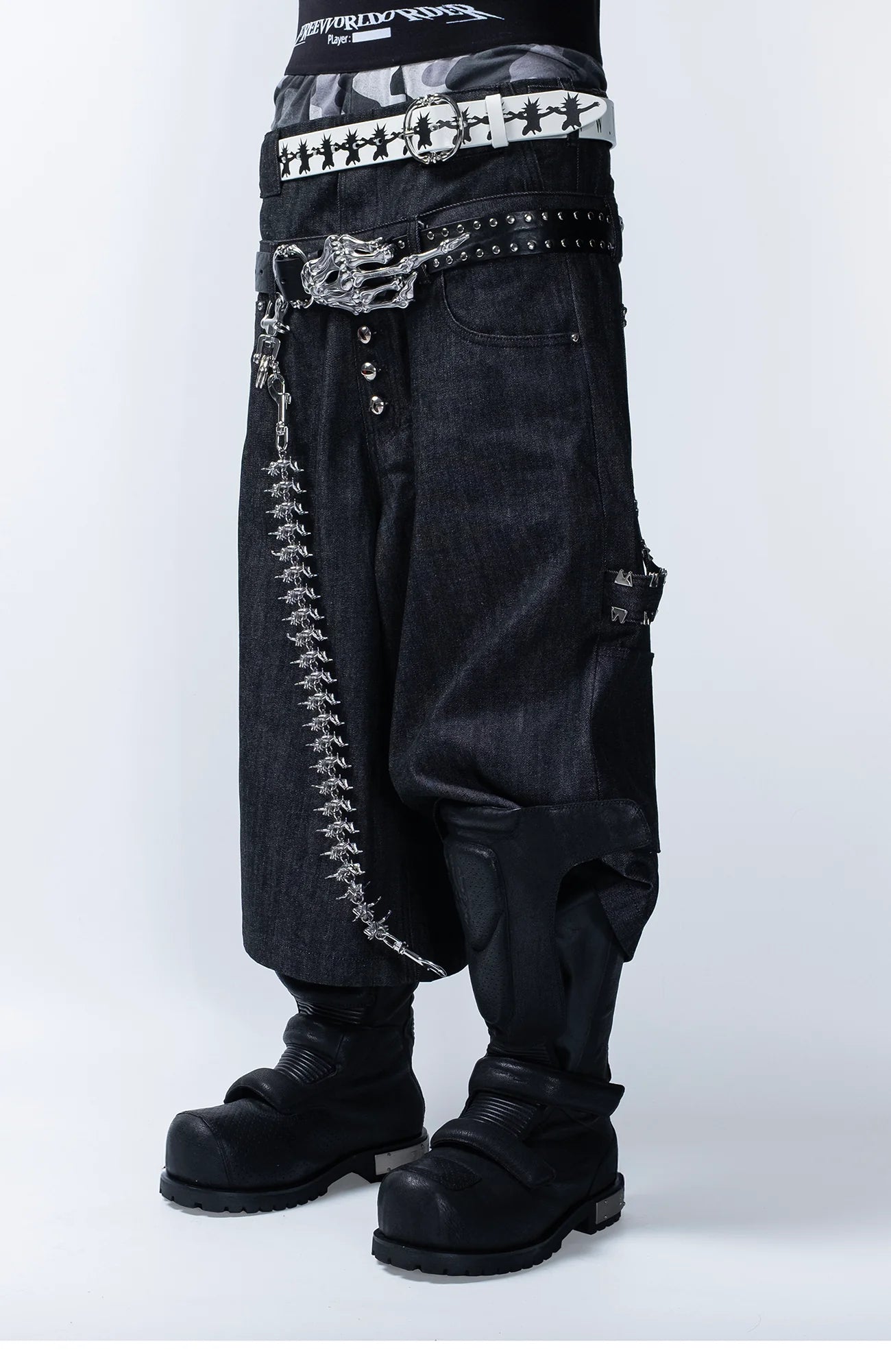 FVVO Skull Kid Full-Print Punk Leather Belt