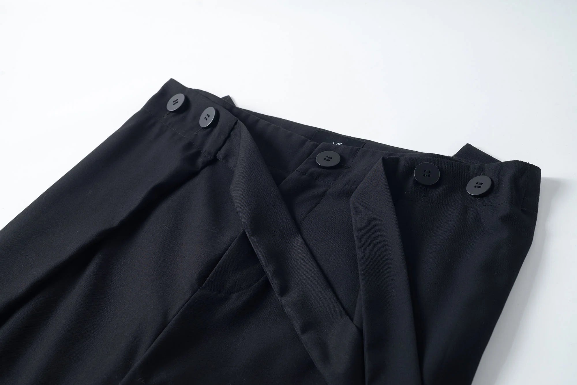 TUIMU Asymmetrical Wrap Pleated Wide-Leg Trousers