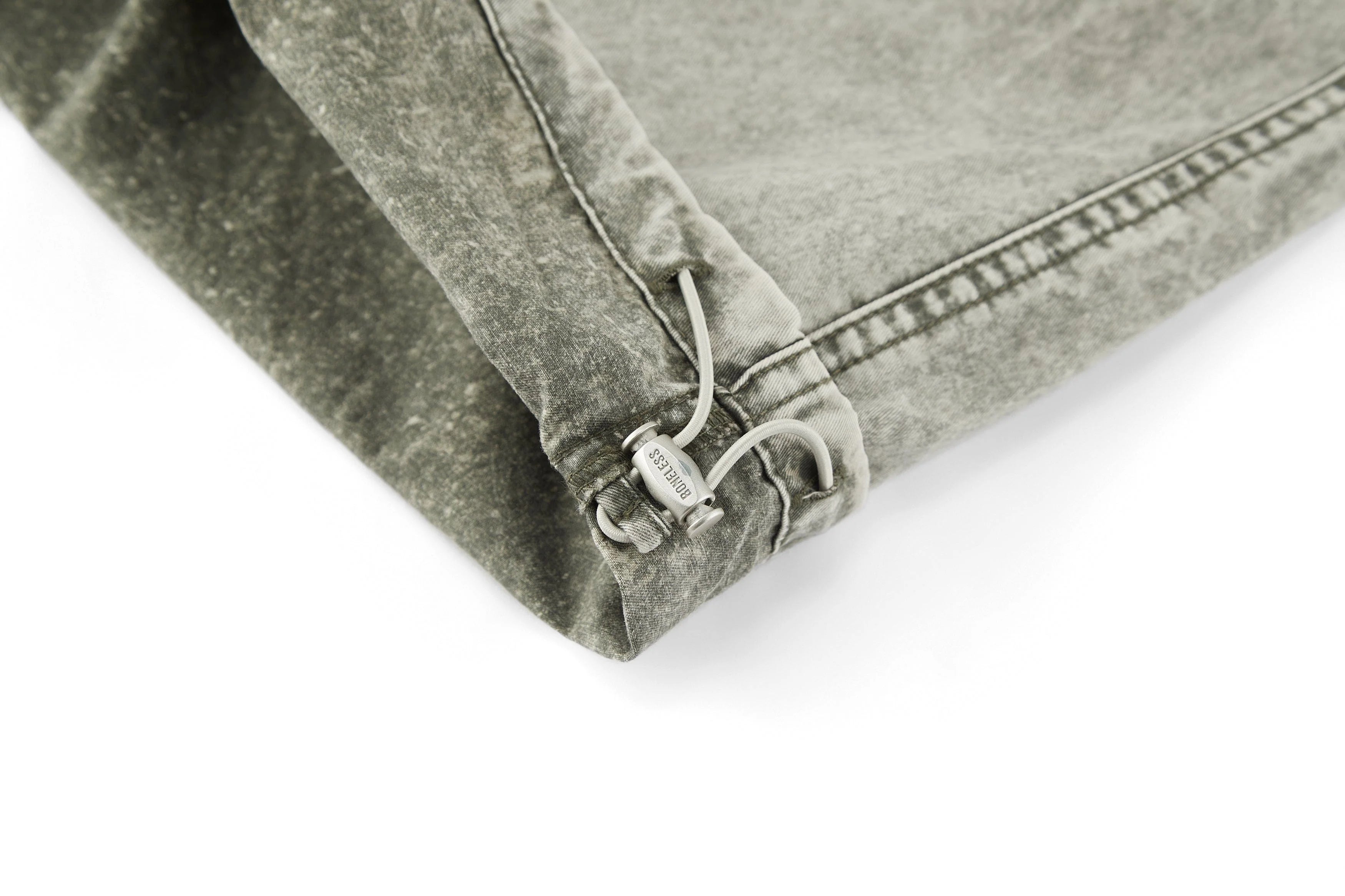 BONELESS Washed Pleated-Knee Drawstring Cargo Pants