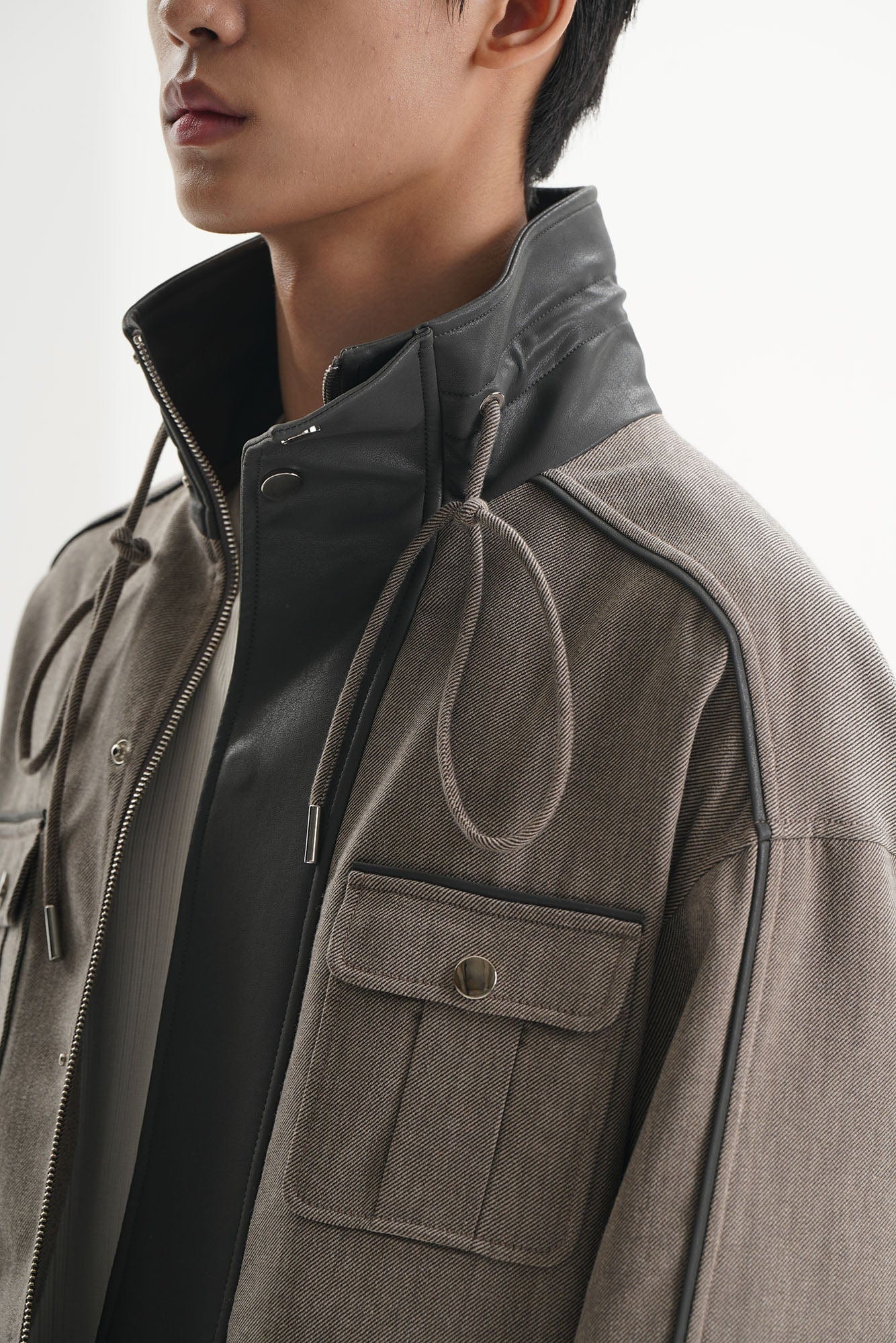 ORAL UTOPIA Multi-Pocket Drawstring Barn Jacket