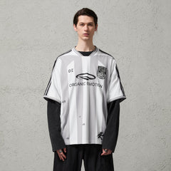 ORGANIC EMOTION Striped Badge Graphics Soccer Jersey
