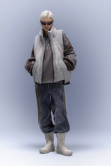 XIPHEVIL High-Neck Fleece-Panel Vest Light Gray