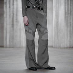 FACEONLAB Paneled Armor Padding Straight-Leg Pants